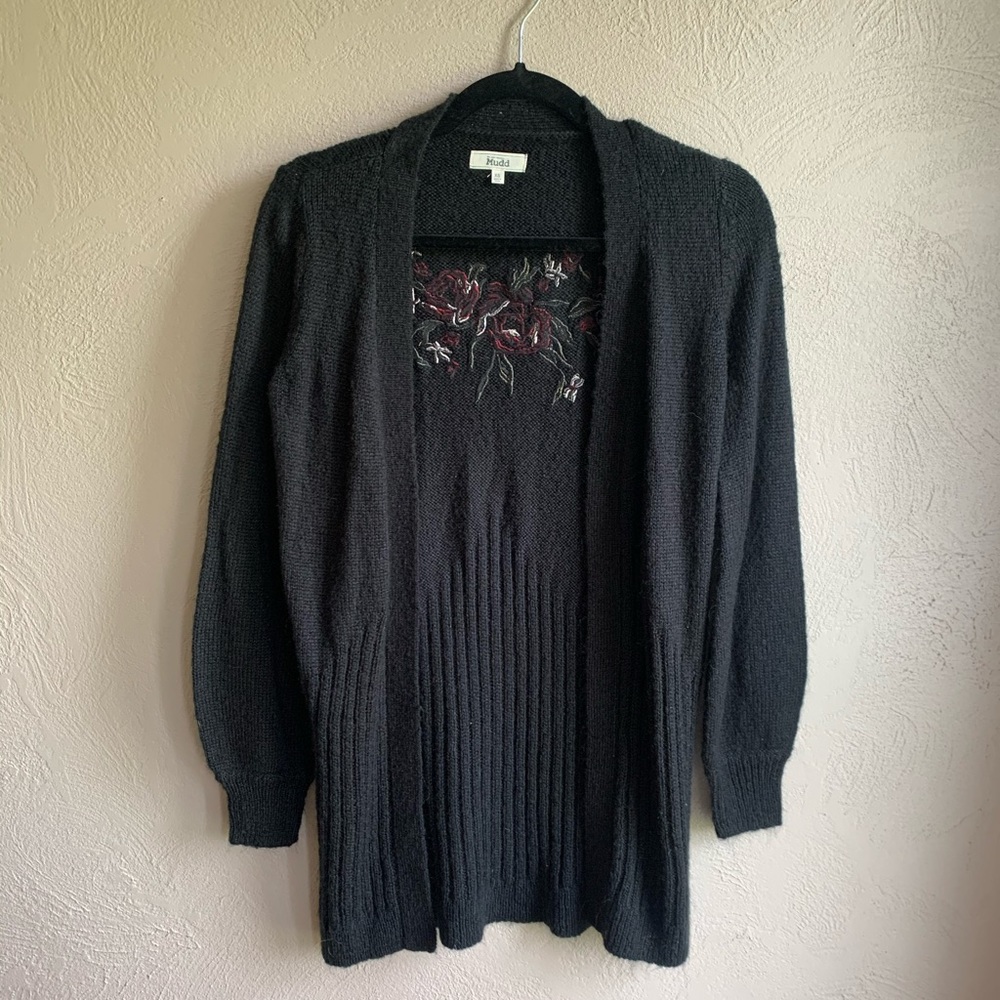 Embroidered rose cardigan